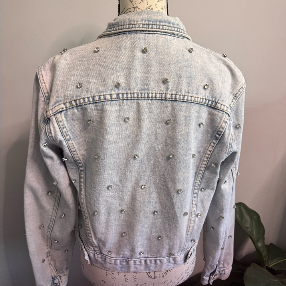 Veveret Studded Denim Jacket Small Rhinestone, western, bachelorette, y2k